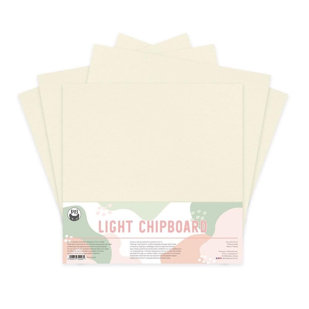 Light Chipboard sheets 12x12  5 per pack