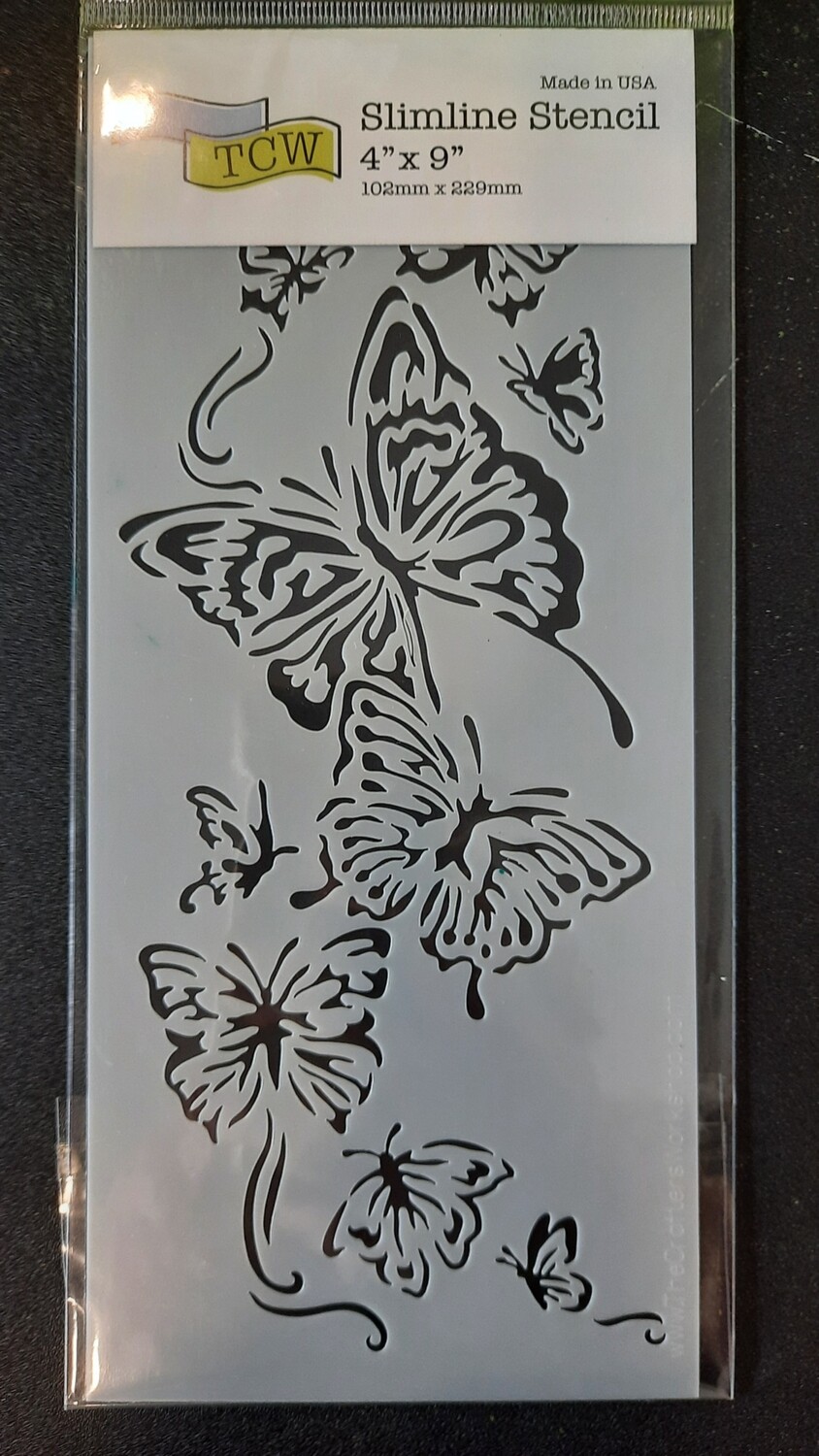 Slimline stencil flying butterflies