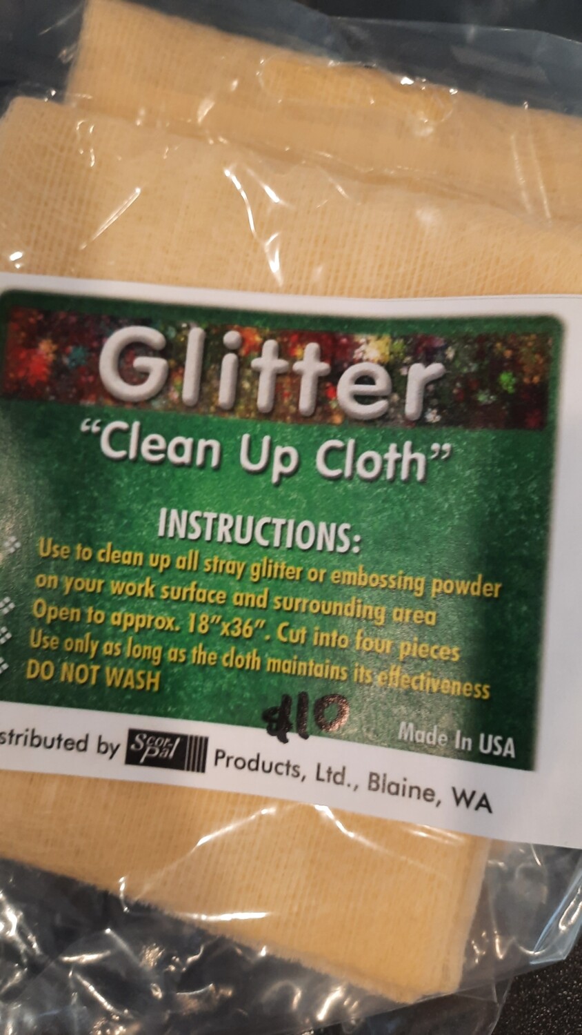 Glitter clean up cloth