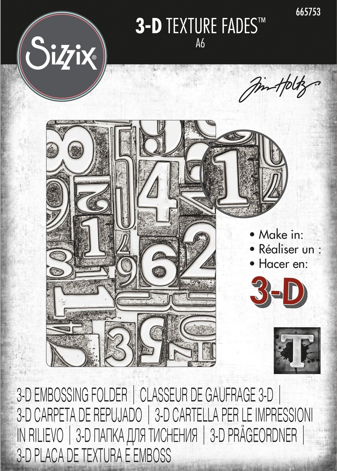 Sizzix Tim Holtz Numbered 3-d Embossing Folder