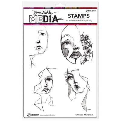 Dina Wakley Half Faces Stamp #preorder