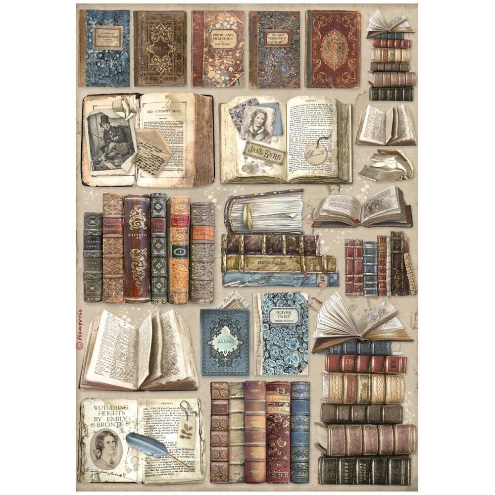 Vintage Library A4 Rice Paper 4755