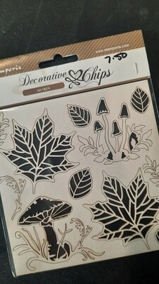 Woodland Chipboard leaves and mushrooms