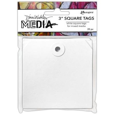 Dina Wakley MEdia Square Tags With Reinforced Holes 3&quot; 