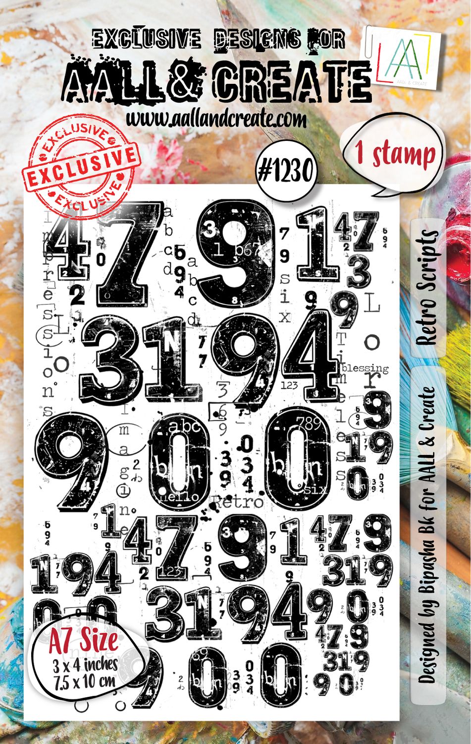 #1230 Retro Scripts Stamp