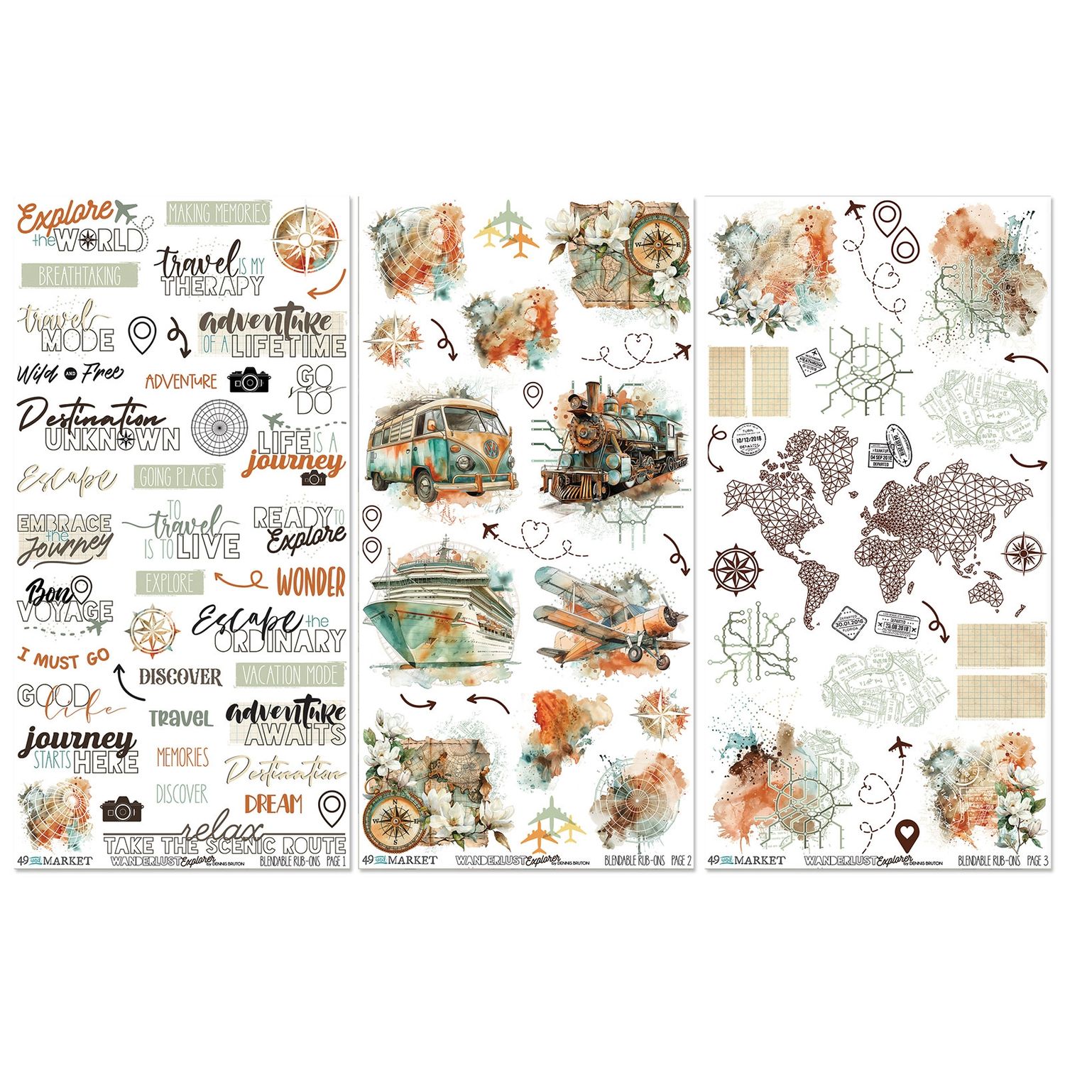 Wanderlust Explorer 6x12 Rub-on Transfer Set 