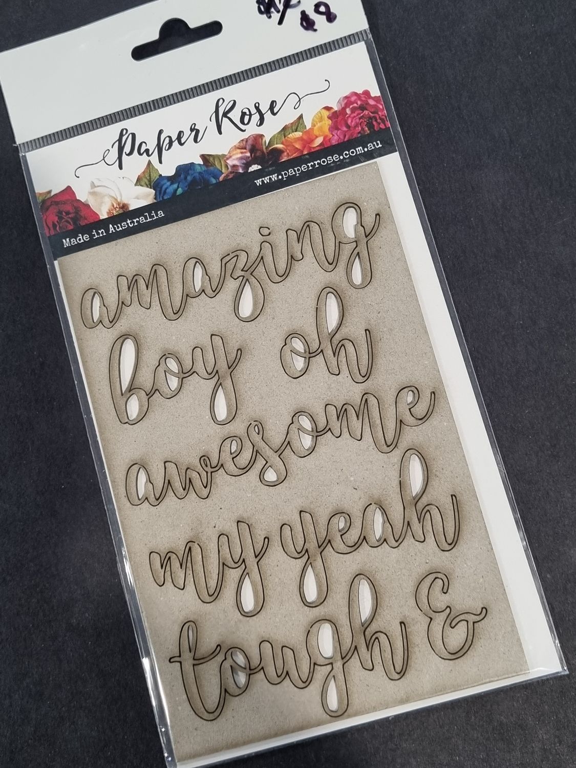 Boy chipboard words