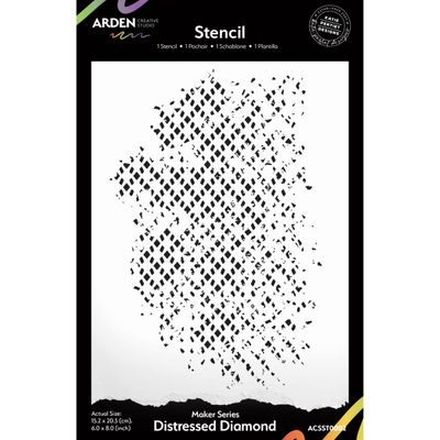 Vintage Maker Distressed Diamond 6in X 8in Stencil 