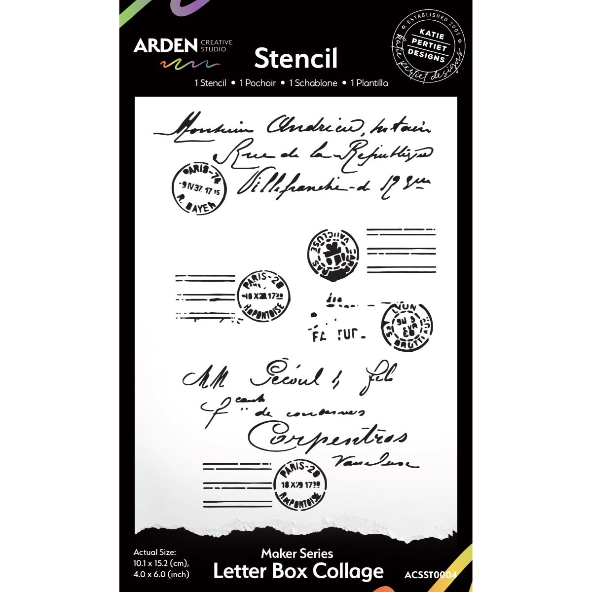 Vintage Maker Letter Box Collage 4in X 6in Stencil 