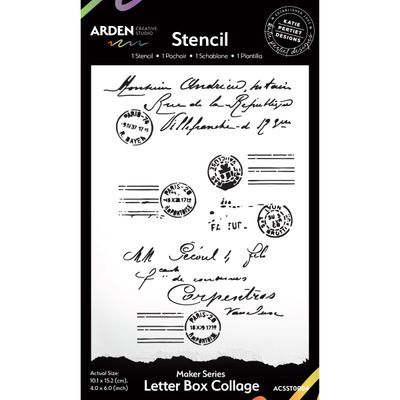 Vintage Maker Letter Box Collage 4in X 6in Stencil 
