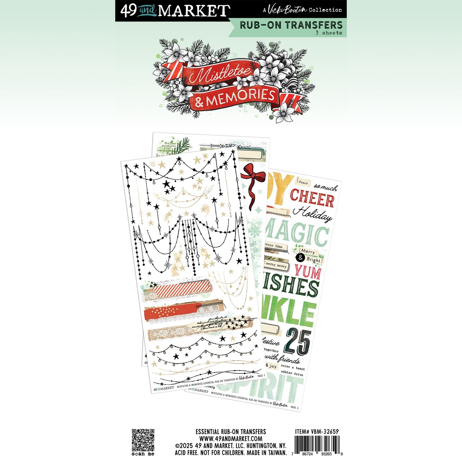 Mistletoe and Memories Essential Rub-on Transfers