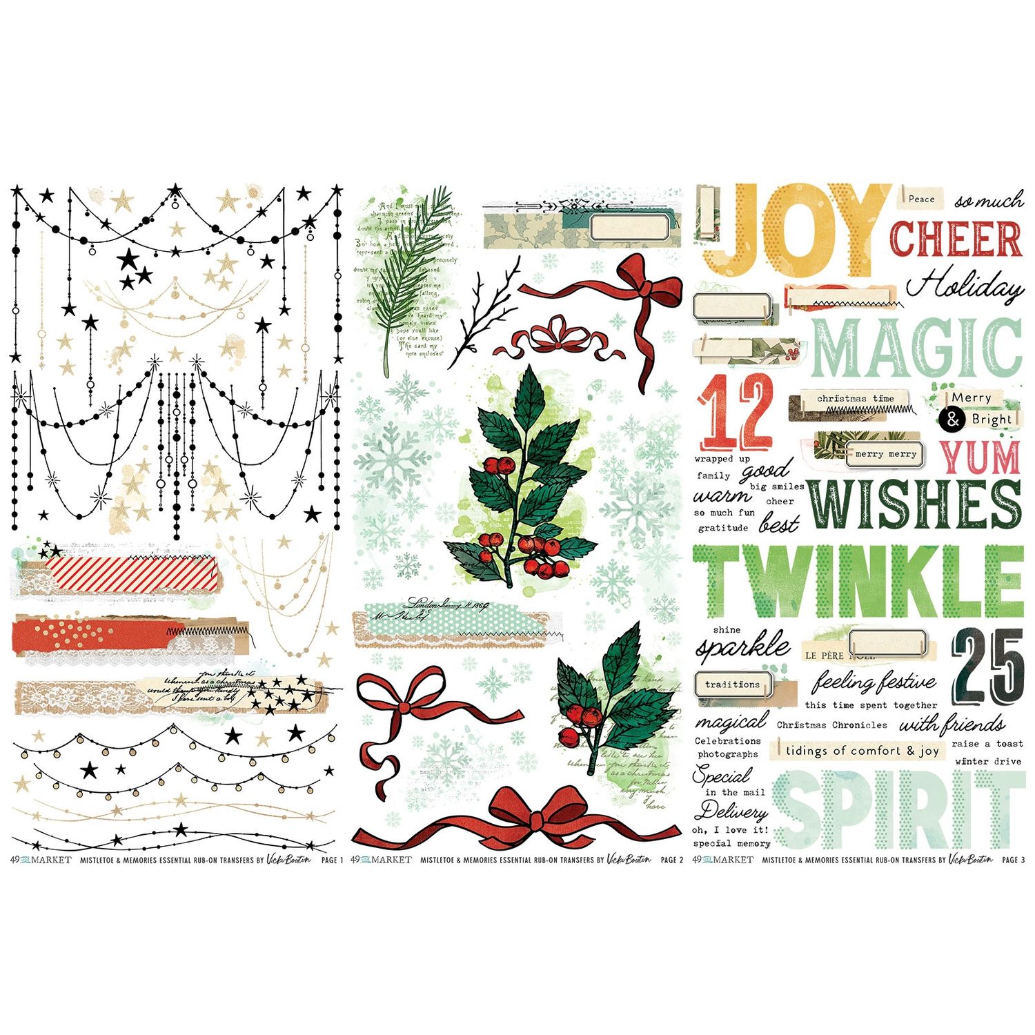 Mistletoe and Memories Essential Rub-on Transfers