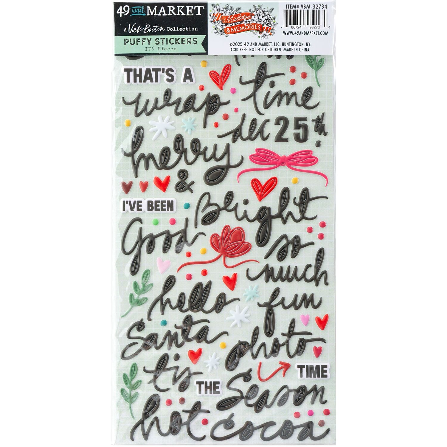 Mistletoe and Memories Puffy Stickers