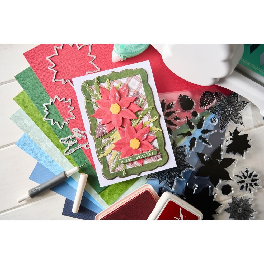 Sizzix/49 and Market Poinsettia Stamp and die set #preorder