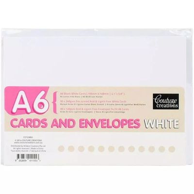 50 A6 Cards and Envelope set white