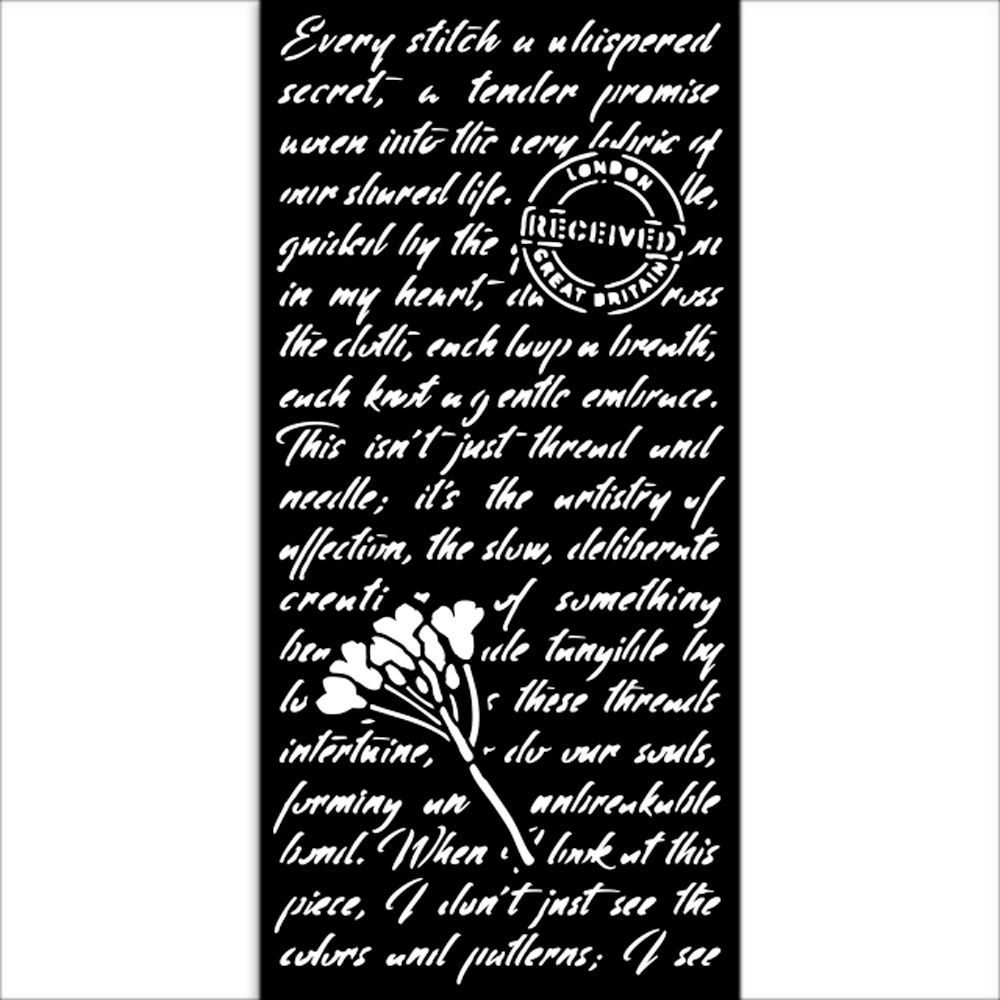Stamperia Quiet Days Manuscript Stencil 12x25cm