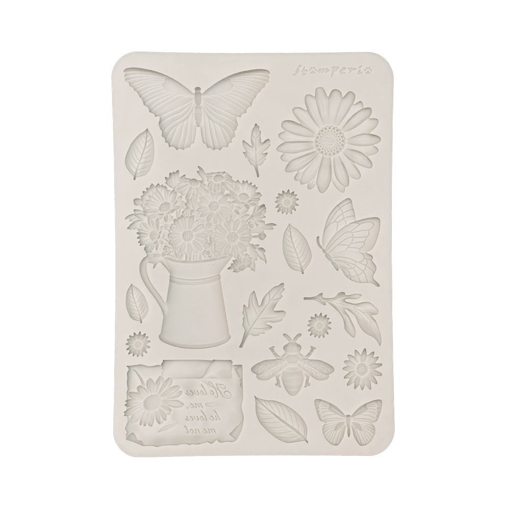Silicon mould A5 - Daisy Art daisy and butterfly