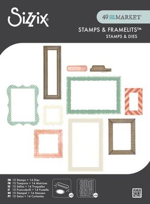 Sizzix Clear Stamp With Framlits Die By 49 &amp; Market 15/Pk Build-A-Frame 