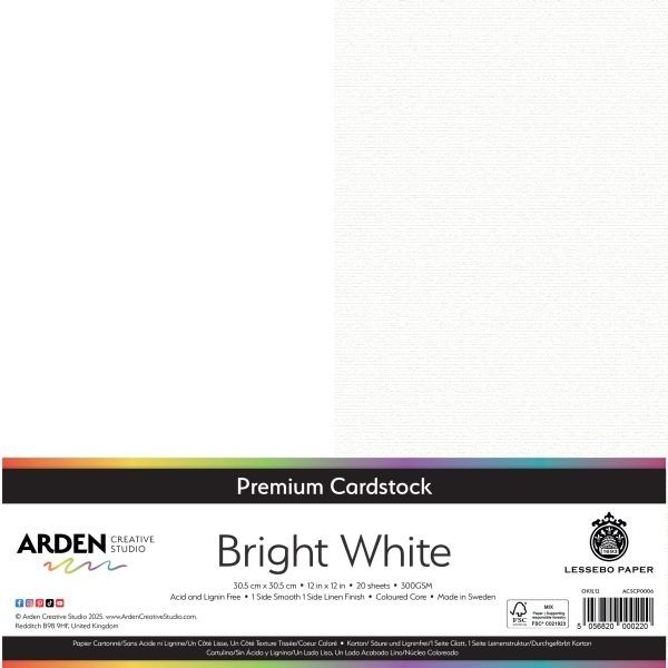 Arden Cardstock Pack Bright White 20 Sheets