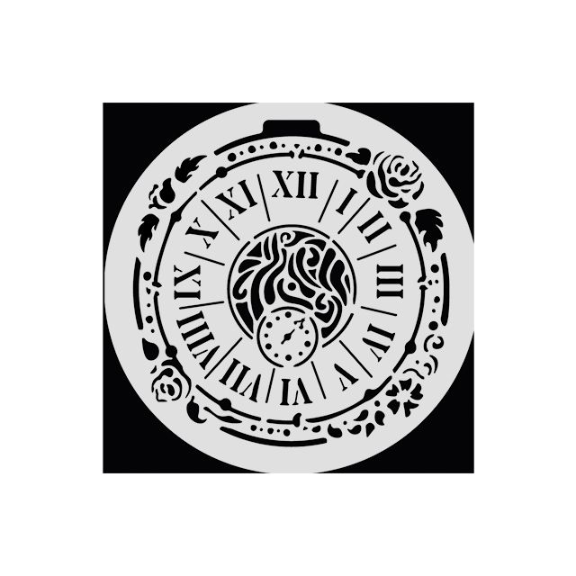 House of Roses Clock Stencil 12x12cm
