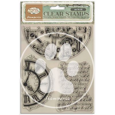 Decorative Acrylic stamp design for Art and Craft cm 14x18 - Gardens of Time half clocks