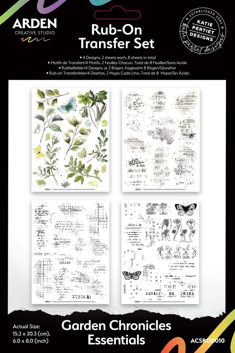 GARDEN CHRONICLES ESSENTIALS 6" X 8" Rub-On Transfer Set