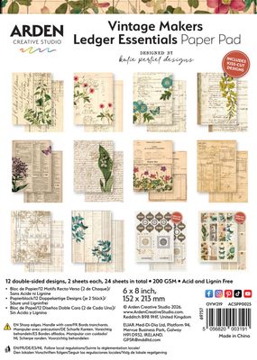 VINTAGE MAKERS LEDGER ESSENTIALS Paper Pad 6 x8