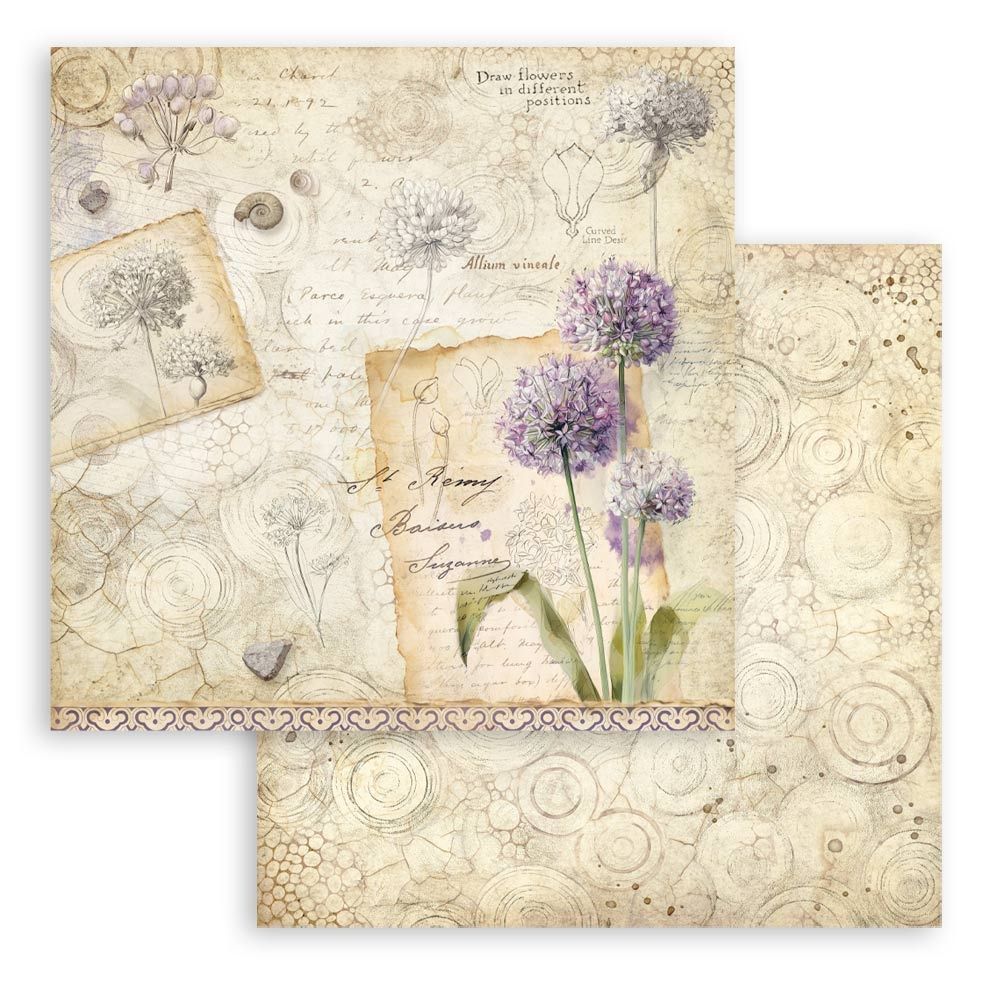 Printed Double Face scrapbooking sheet for Art and Craft - All Around Allium