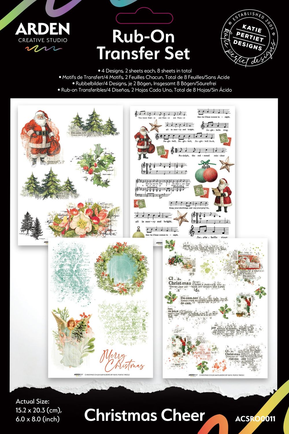 CHRISTMAS CHEER 6" X 8" Rub-On Transfer Set