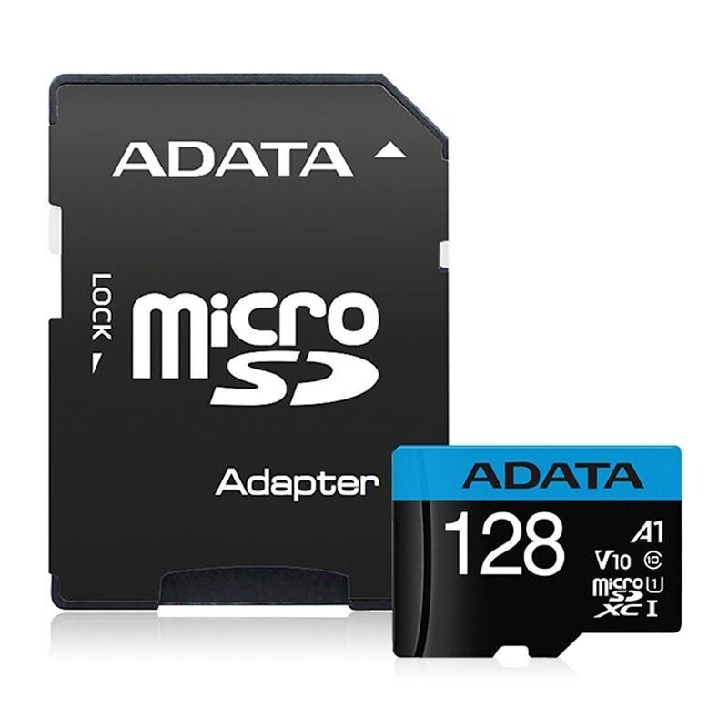 128GB Micro SD kort m. SD adapter