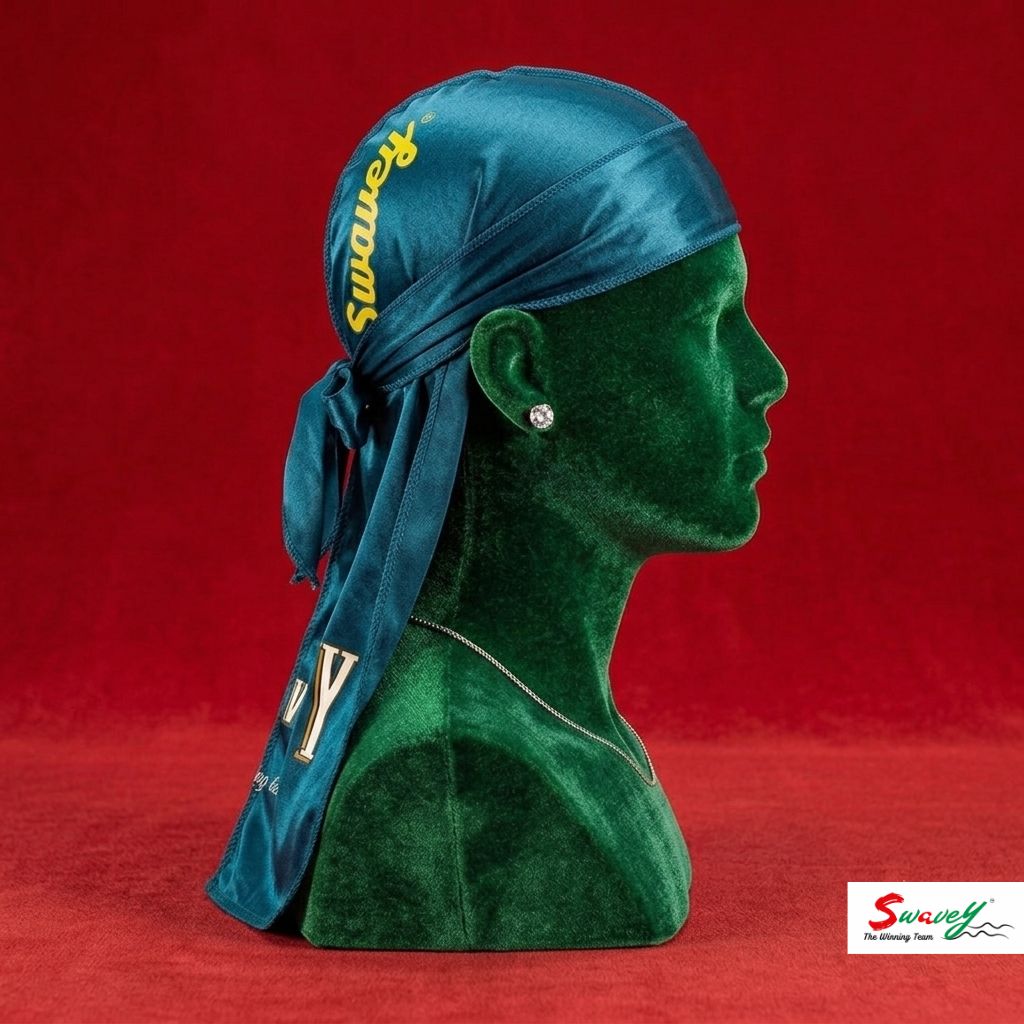 Swavey Peacock Blue Premium Satin Silky Durag