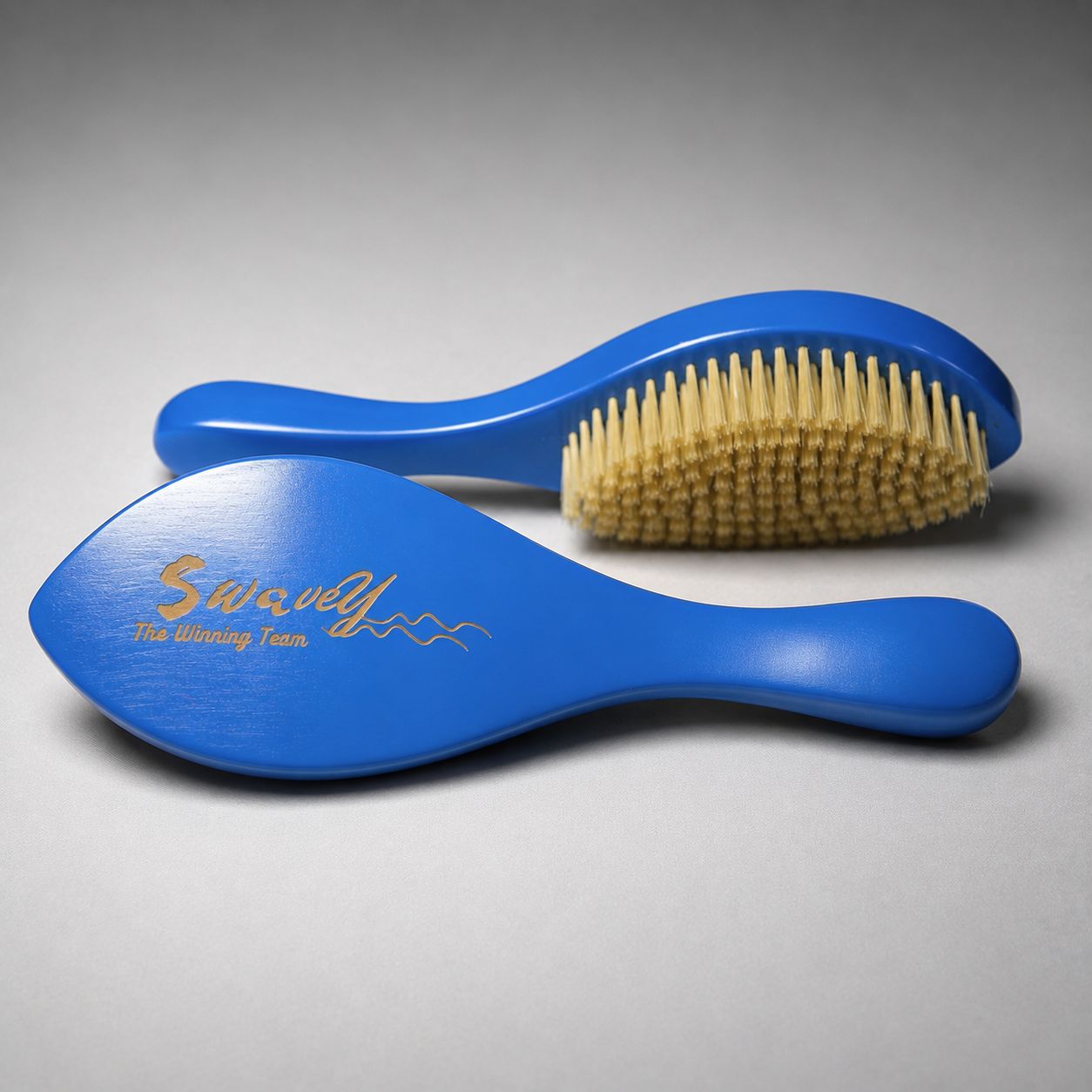 Swavey Blue Barney Handle Pointed Wave Brush