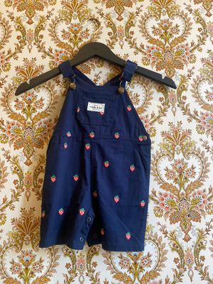 Mini Strawberry Embroidered Overall