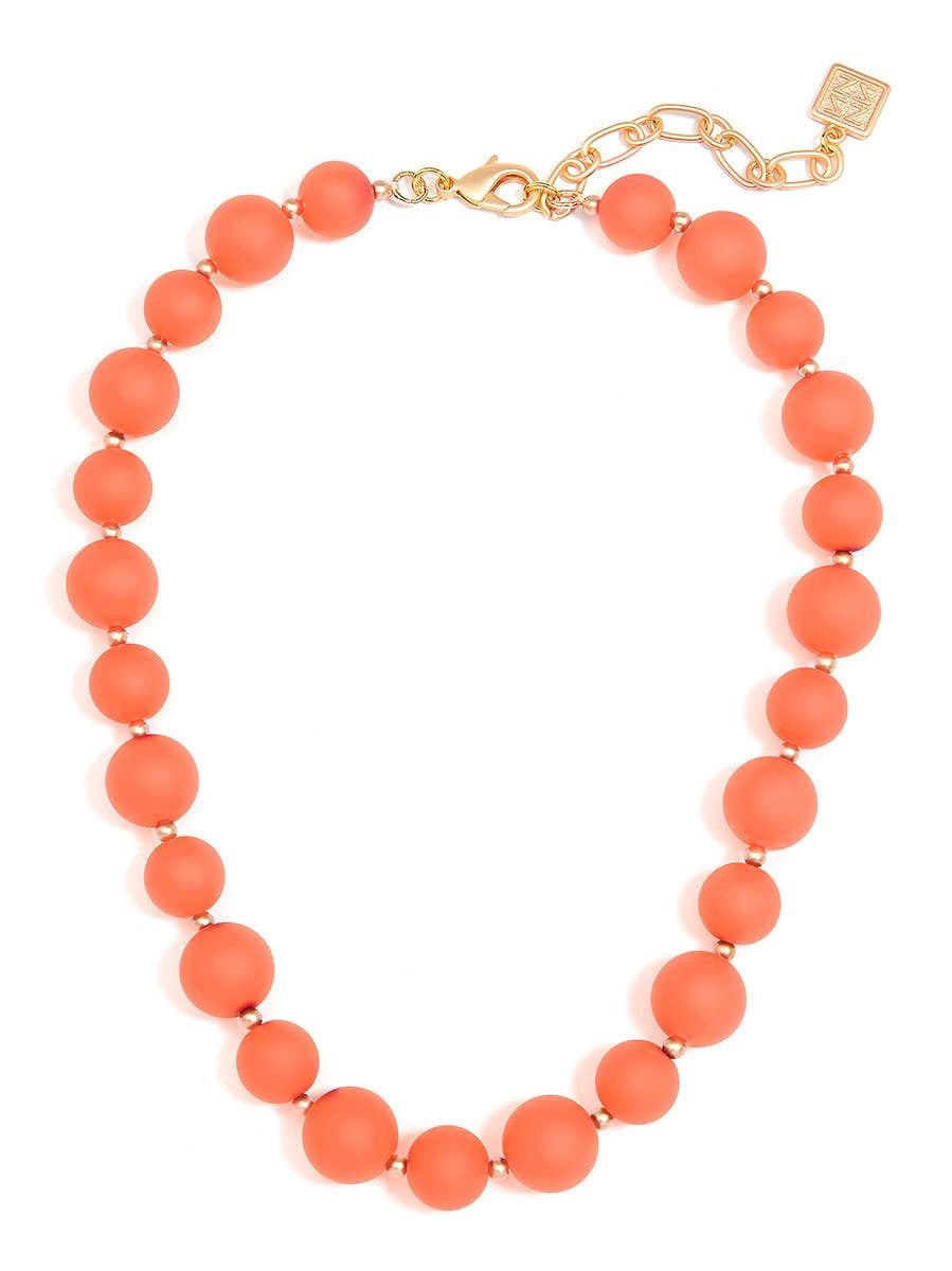Chunky Matte Beaded Collar Necklace Jewelry, Color: Coral