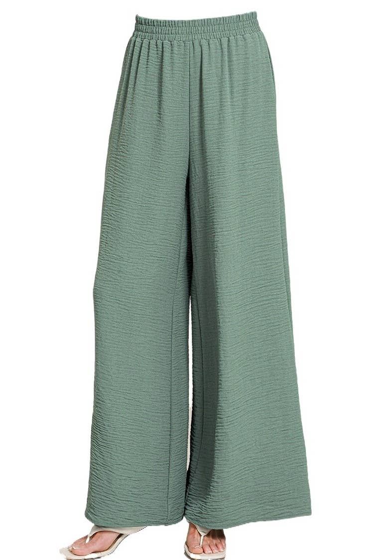 Woven Airflow Elastic Waistband Pants