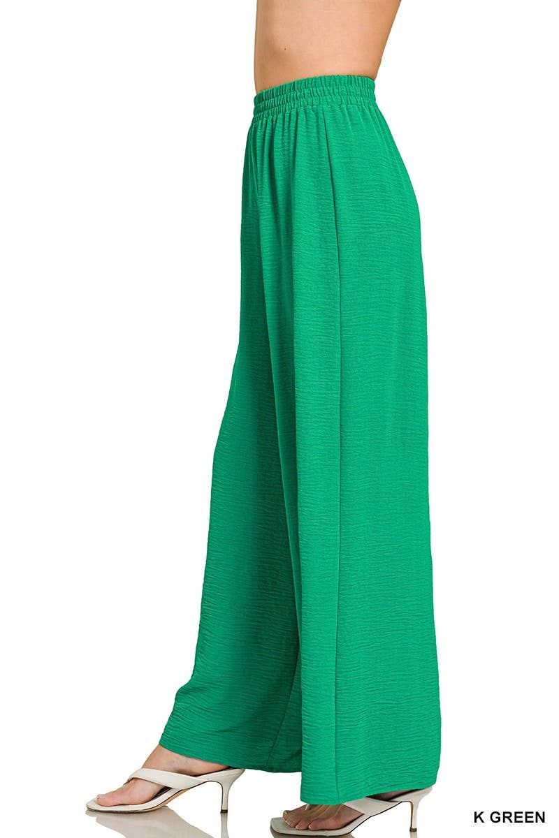 Woven Airflow Elastic Waistband Pants, Color: K GREEN, Size: 2-2-2(S-M-L)