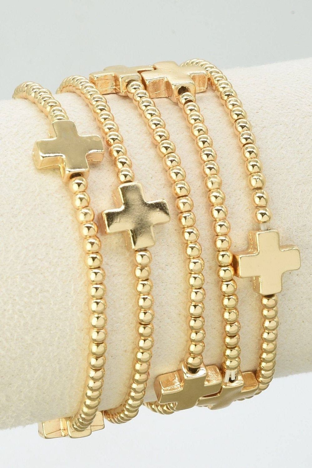 CB2259 5 Piece Cross Beaded Bracelet Set