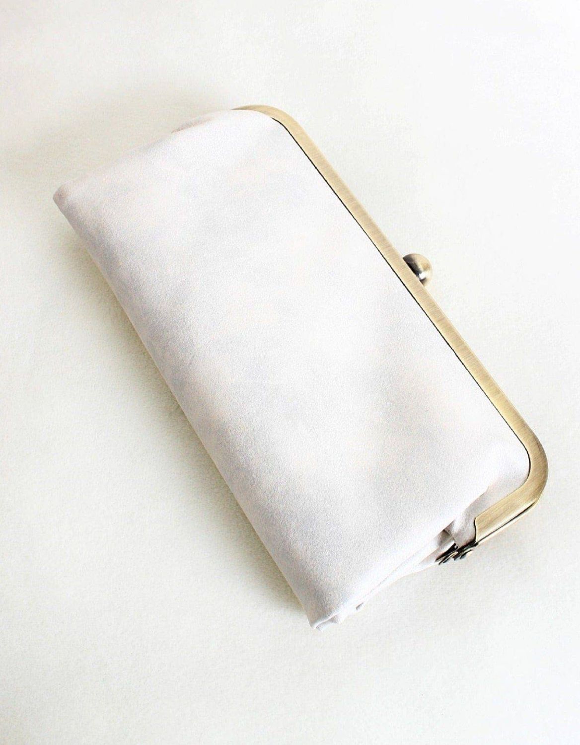 Karen Kiss Lock Clutch Bag, Color: Pearl White