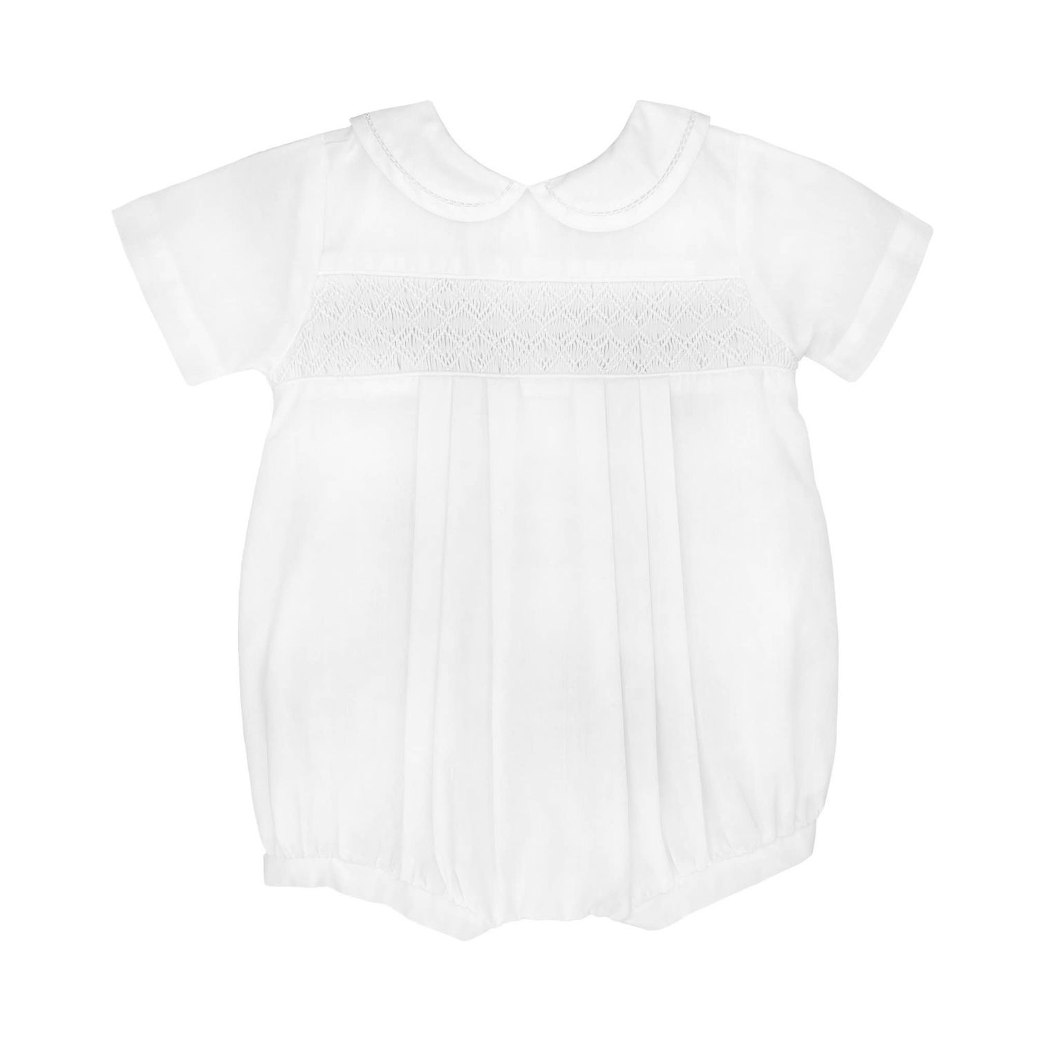 Romper with Smocking, Color: White, Size: 3 Month