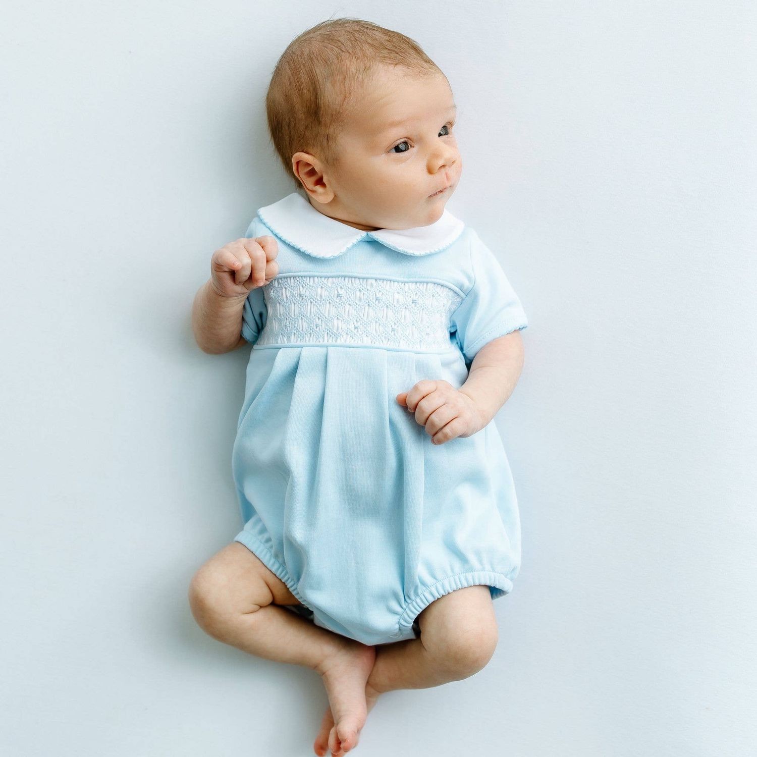 Walker's Classics Smocked Short Sleeve Bubble - Light Blue