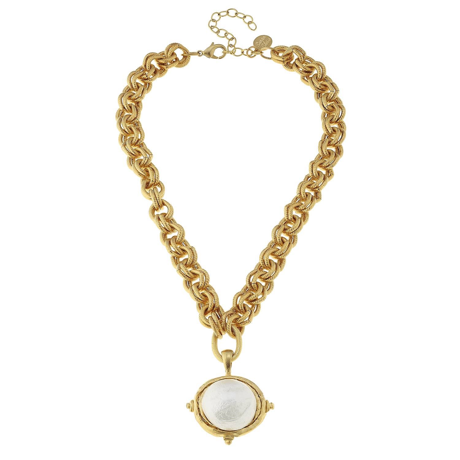 Gold Chain Necklace with Cotton Pearl
