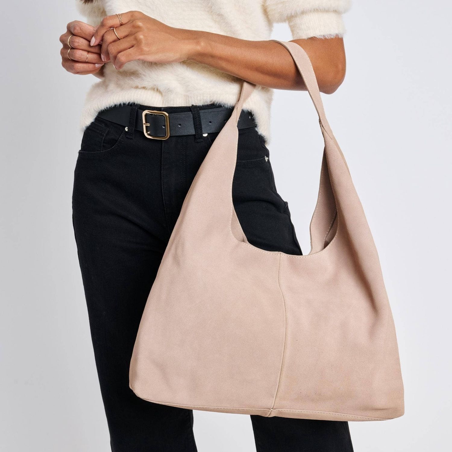 Amber Genuine Suede Leather Hobo