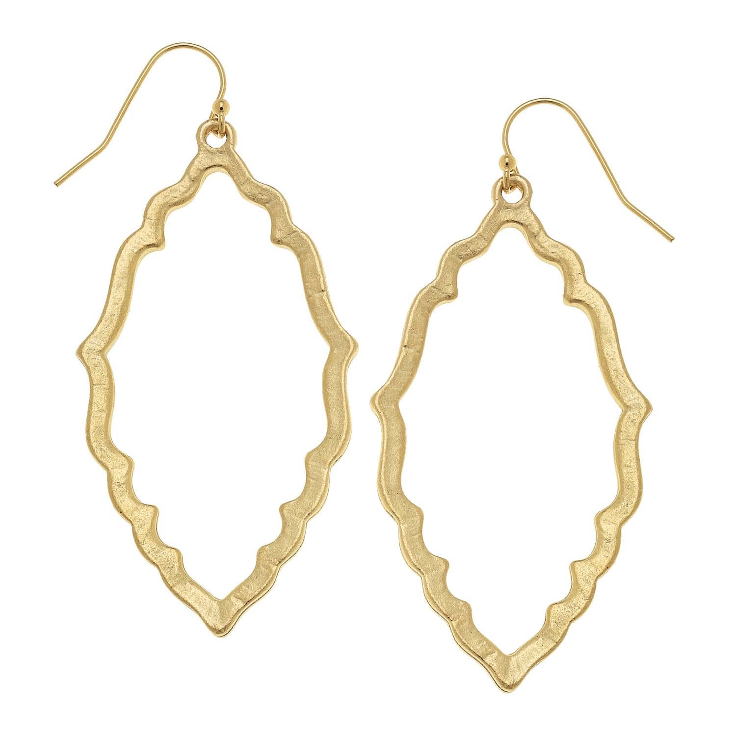 Gold Cut Out Earrings - Longer Length