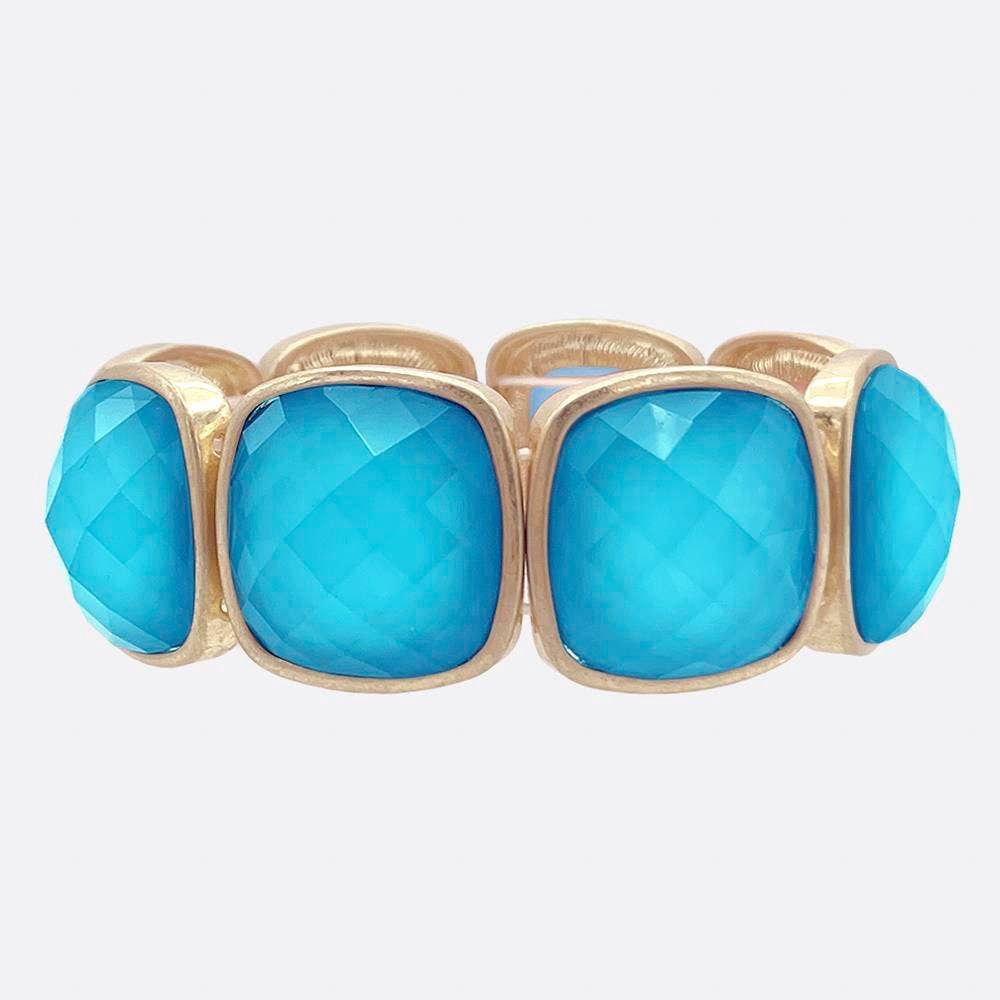 Bold Faceted Stone Stretch Bracelet BR-10006