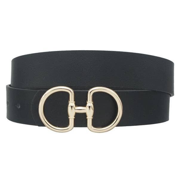 D LINK HORSEBIT BUCKLE BELT IW33071, Color: Black