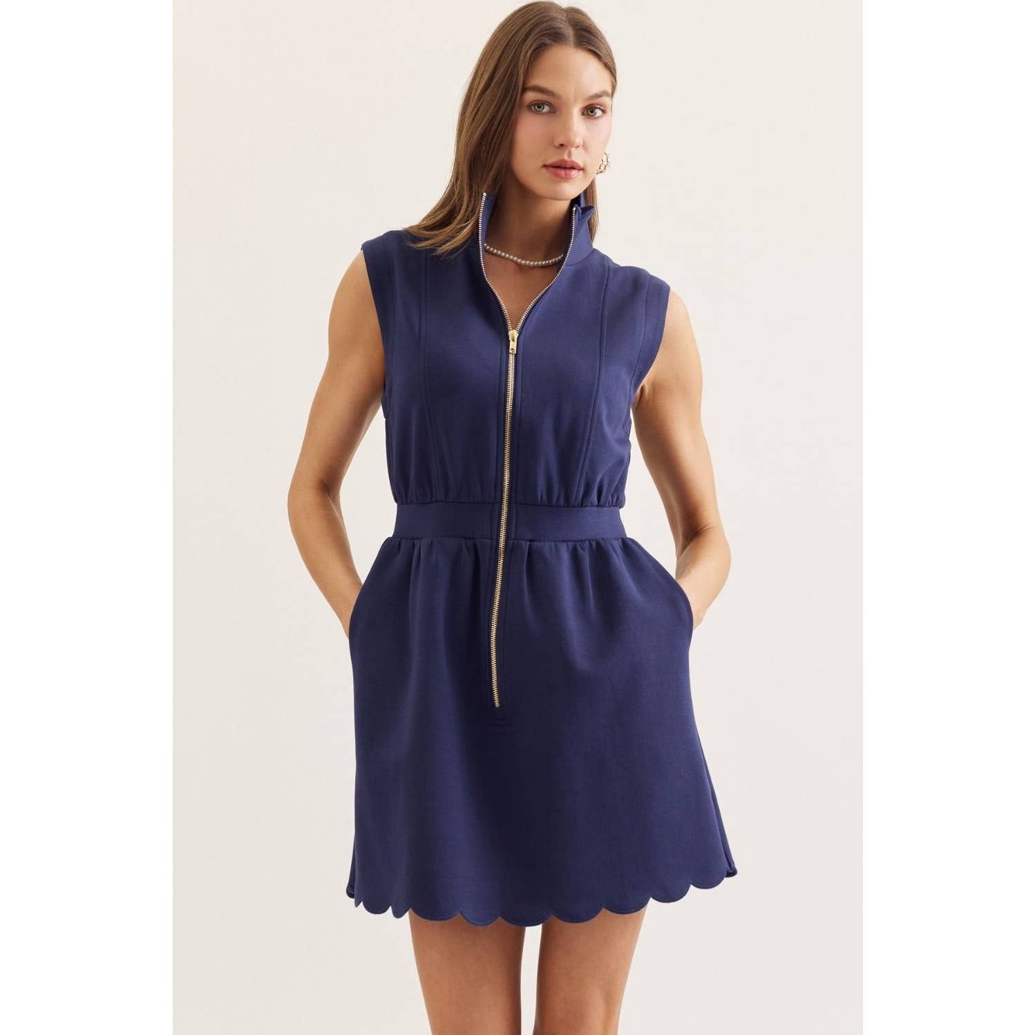 NEW Solid sleeveless mini dress(1), Color: NAVY, Size: S