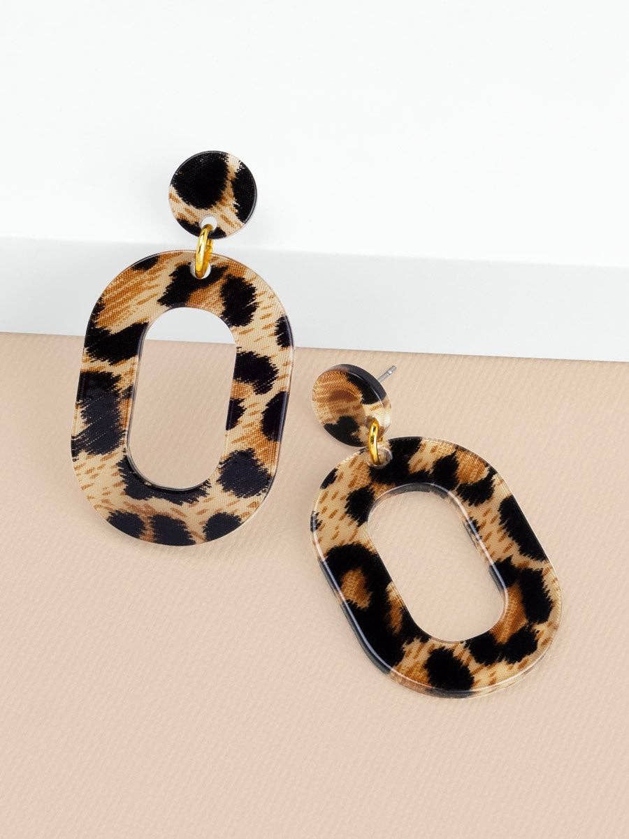 Leopard Oval Drop Earring