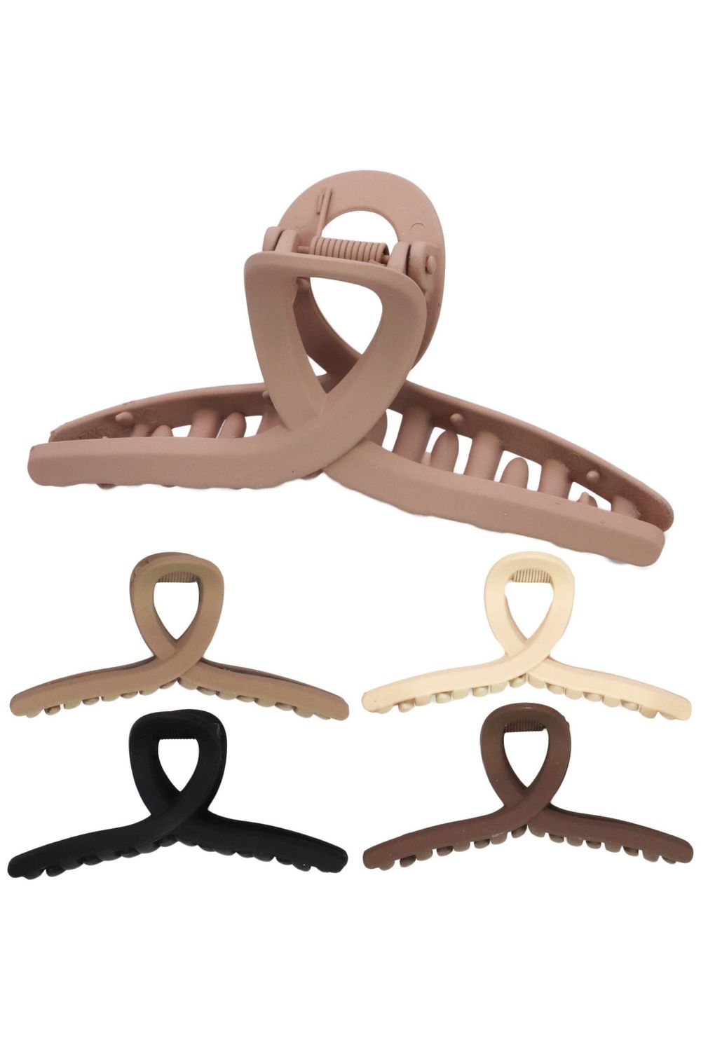 Medium Matte Earth Tone Loop Hair Claw - 12 Pcs
