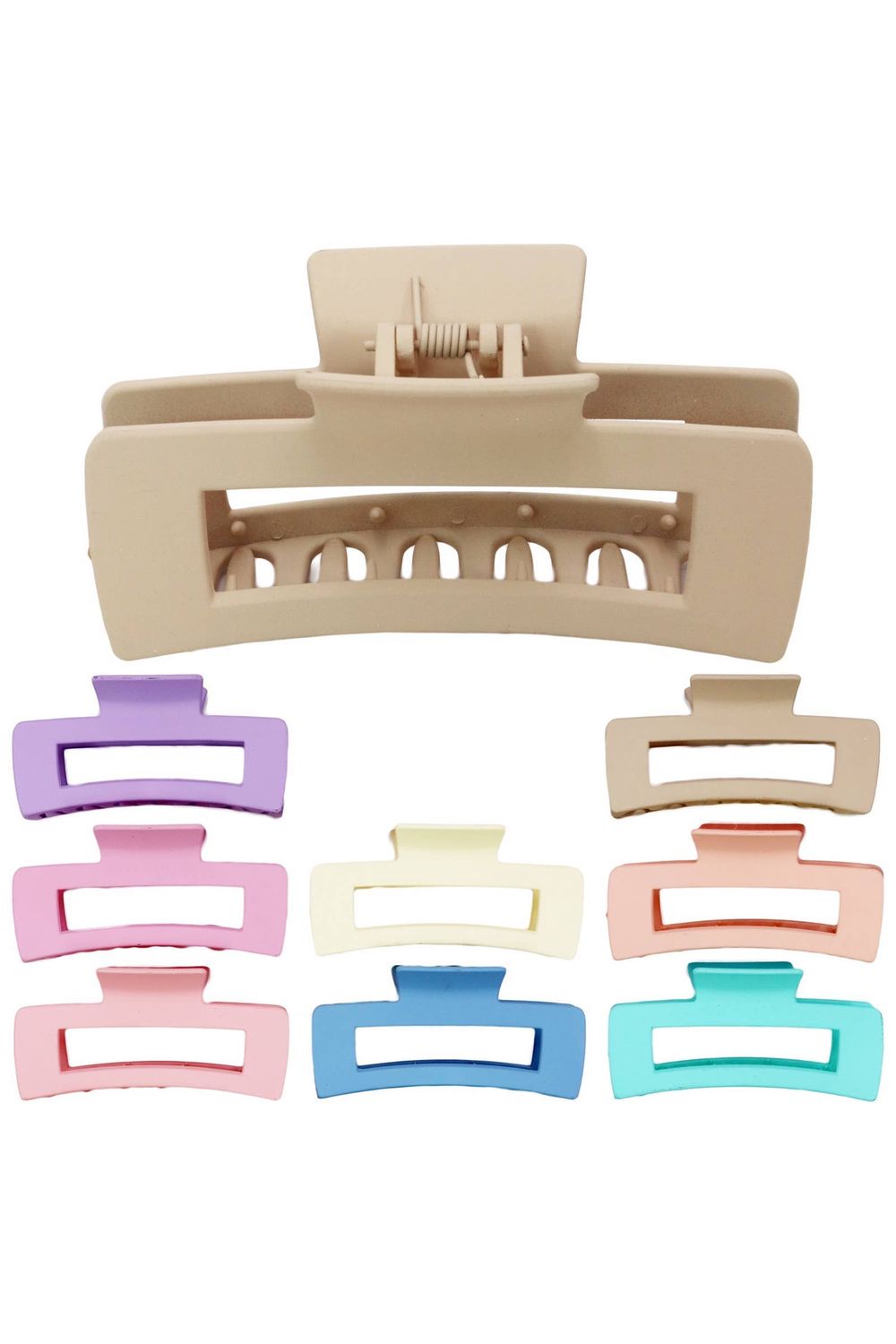 Wide Block Matte Solid Y2K Clip Hair Claw - 12 pcs
