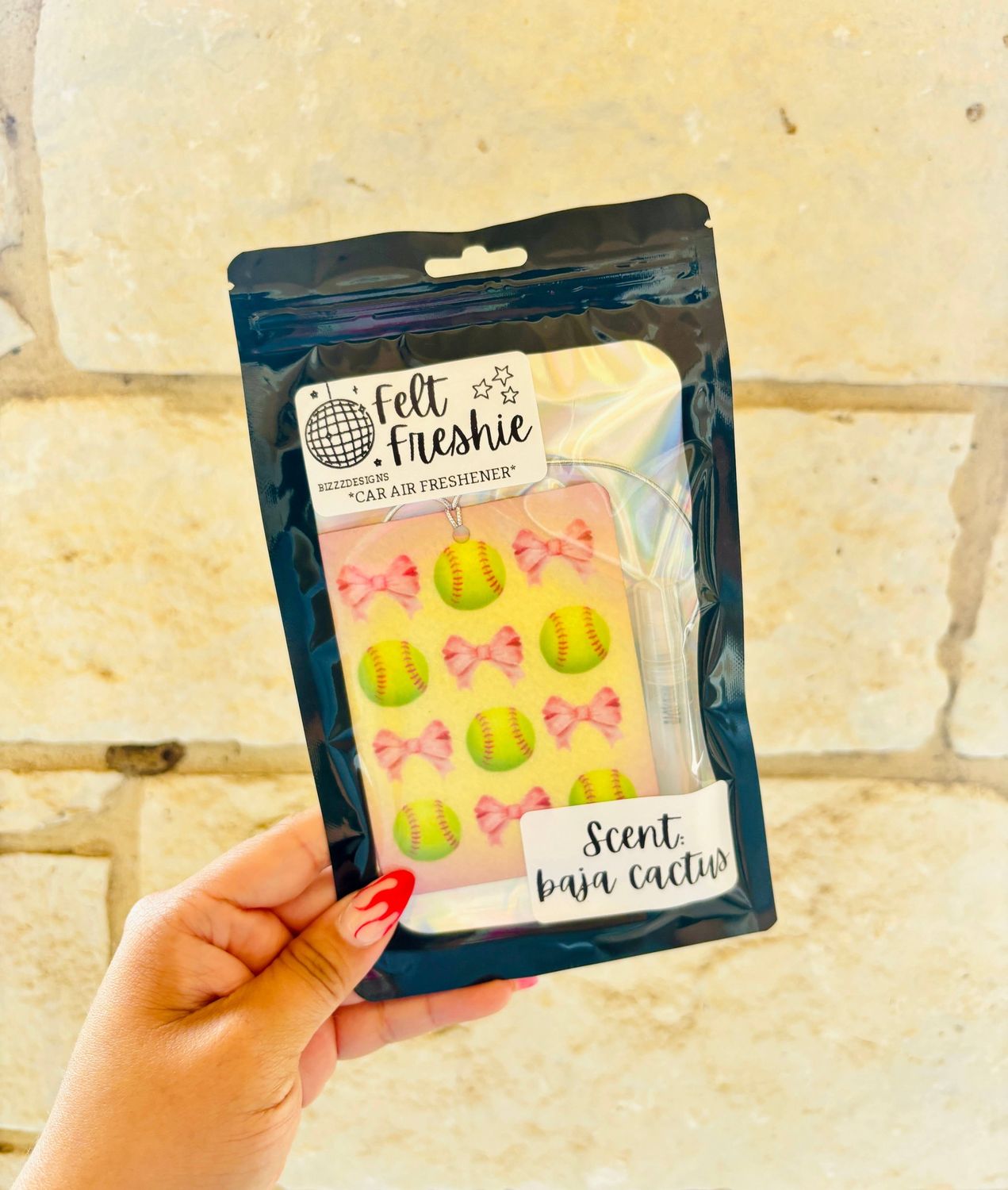 Softball Bow Felt Freshie Boutique Freshie Air Freshener